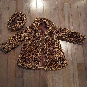 Girls Leopard Coat and Pillbox Hat